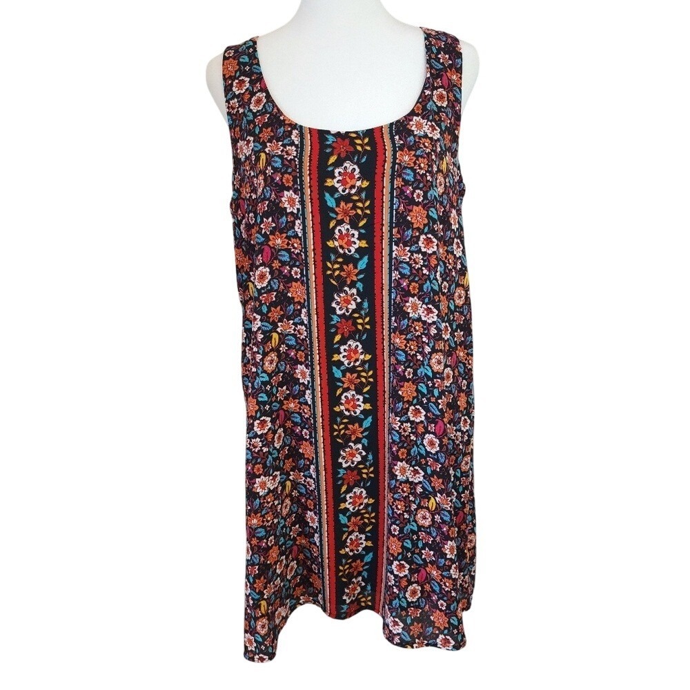 Love Reign Floral Shift Dress Womens M Excellent Lace Back Boho Festival